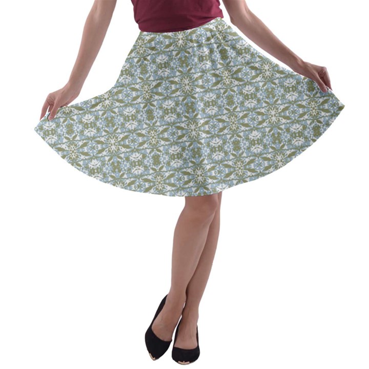 Vintage Ornate Pattern A-line Skater Skirt