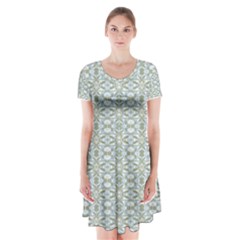 Vintage Ornate Pattern Short Sleeve V-neck Flare Dress by dflcprints