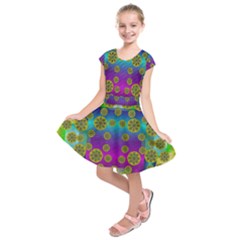 Celtic Mosaic With Wonderful Flowers Kids  Short Sleeve Dress by pepitasart