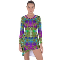 Celtic Mosaic With Wonderful Flowers Asymmetric Cut-out Shift Dress by pepitasart