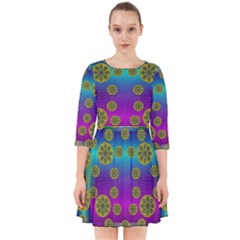 Celtic Mosaic With Wonderful Flowers Smock Dress by pepitasart