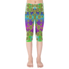 Celtic Mosaic With Wonderful Flowers Kids  Capri Leggings  by pepitasart