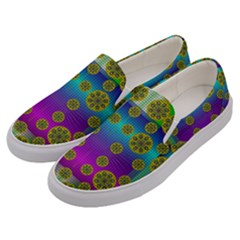 Celtic Mosaic With Wonderful Flowers Men s Canvas Slip Ons by pepitasart