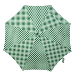 Green Shamrock Clover On White St  Patrick s Day Hook Handle Umbrellas (large) by PodArtist