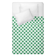 Green Shamrock Clover On White St  Patrick s Day Duvet Cover Double Side (single Size) by PodArtist