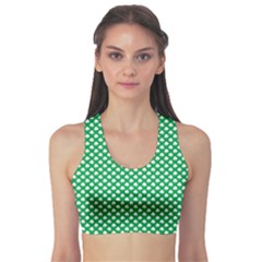  White Shamrocks On Green St  Patrick s Day Ireland Sports Bra by PodArtist