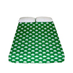  White Shamrocks On Green St  Patrick s Day Ireland Fitted Sheet (full/ Double Size) by PodArtist