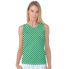  White Shamrocks On Green St  Patrick s Day Ireland Women s Basketball Tank Top by PodArtist