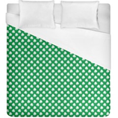  White Shamrocks On Green St  Patrick s Day Ireland Duvet Cover (king Size) by PodArtist