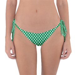  White Shamrocks On Green St  Patrick s Day Ireland Reversible Bikini Bottom by PodArtist