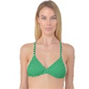  White Shamrocks On Green St. Patrick s Day Ireland Reversible Tri Bikini Top View1