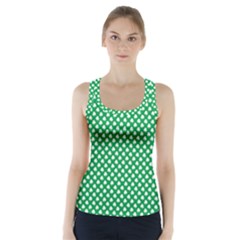  White Shamrocks On Green St  Patrick s Day Ireland Racer Back Sports Top by PodArtist