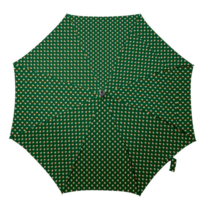 Irish Flag Green White Orange on Green St. Patrick s Day Ireland Hook Handle Umbrellas (Medium)