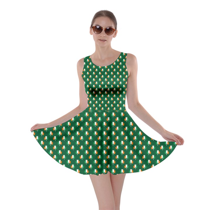 Irish Flag Green White Orange on Green St. Patrick s Day Ireland Skater Dress