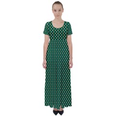 Irish Flag Green White Orange On Green St  Patrick s Day Ireland High Waist Short Sleeve Maxi Dress