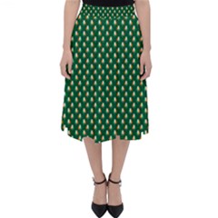 Irish Flag Green White Orange On Green St  Patrick s Day Ireland Folding Skater Skirt by PodArtist