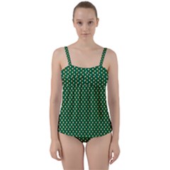 Irish Flag Green White Orange On Green St  Patrick s Day Ireland Twist Front Tankini Set by PodArtist