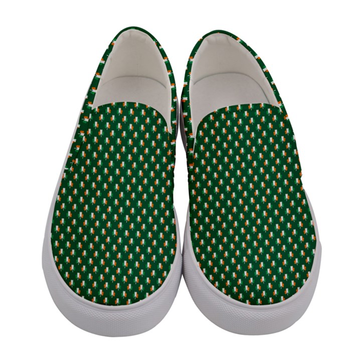 Irish Flag Green White Orange on Green St. Patrick s Day Ireland Women s Canvas Slip Ons