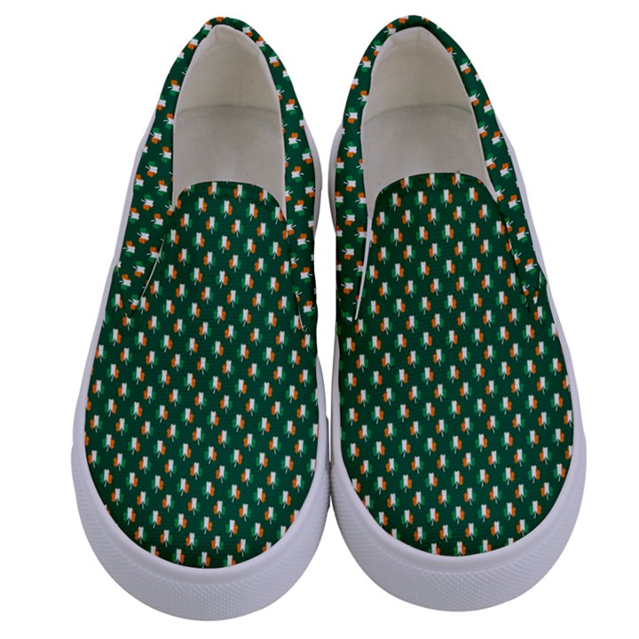 Irish Flag Green White Orange on Green St. Patrick s Day Ireland Kids  Canvas Slip Ons