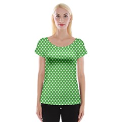 White Heart-shaped Clover On Green St  Patrick s Day Cap Sleeve Tops by PodArtist