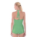 White Heart-Shaped Clover on Green St. Patrick s Day Boyleg Halter Swimsuit  View2