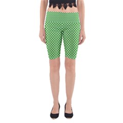 White Heart-shaped Clover On Green St  Patrick s Day Yoga Cropped Leggings by PodArtist