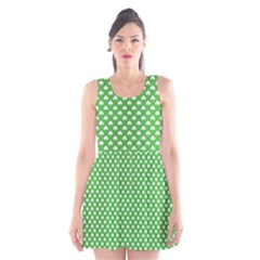 White Heart-shaped Clover On Green St  Patrick s Day Scoop Neck Skater Dress by PodArtist