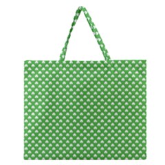 White Heart-shaped Clover On Green St  Patrick s Day Zipper Large Tote Bag by PodArtist