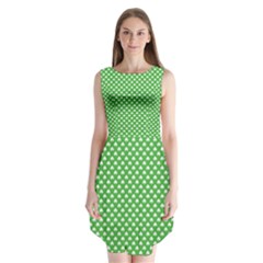 White Heart-shaped Clover On Green St  Patrick s Day Sleeveless Chiffon Dress   by PodArtist