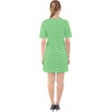 White Heart-Shaped Clover on Green St. Patrick s Day Sixties Short Sleeve Mini Dress View2