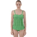 White Heart-Shaped Clover on Green St. Patrick s Day Twist Front Tankini Set View1