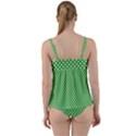 White Heart-Shaped Clover on Green St. Patrick s Day Twist Front Tankini Set View2