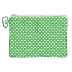 White Heart-shaped Clover On Green St  Patrick s Day Canvas Cosmetic Bag (xl) by PodArtist