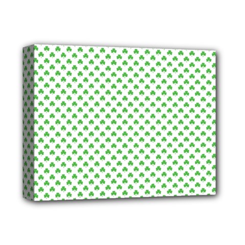 Green Heart-shaped Clover On White St  Patrick s Day Deluxe Canvas 14  X 11  by PodArtist