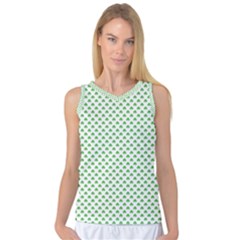 Green Heart-shaped Clover On White St  Patrick s Day Women s Basketball Tank Top by PodArtist