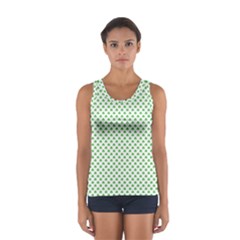 Green Heart-shaped Clover On White St  Patrick s Day Sport Tank Top  by PodArtist