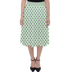 Green Heart-shaped Clover On White St  Patrick s Day Folding Skater Skirt by PodArtist