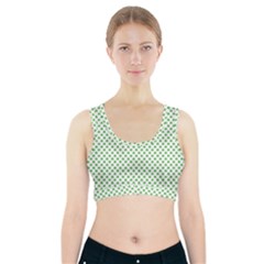 Green Heart-shaped Clover On White St  Patrick s Day Sports Bra With Pocket by PodArtist