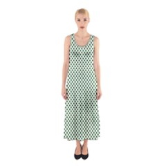 Shamrock 2-tone Green On White St Patrick’s Day Clover Sleeveless Maxi Dress by PodArtist