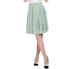 Shamrock 2-tone Green On White St Patrick’s Day Clover A-line Skirt by PodArtist