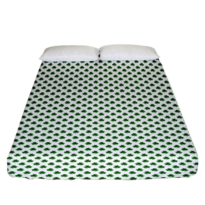 Shamrock 2-Tone Green on White St.Patrick’s Day Clover Fitted Sheet (King Size)