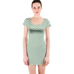 Shamrock 2-tone Green On White St Patrick’s Day Clover Short Sleeve Bodycon Dress by PodArtist