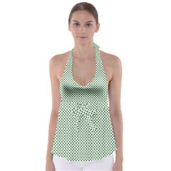 Shamrock 2-tone Green On White St Patrick’s Day Clover Babydoll Tankini Top by PodArtist