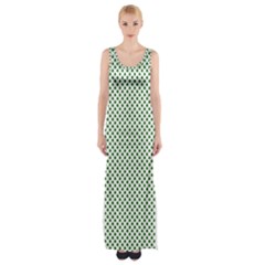 Shamrock 2-tone Green On White St Patrick’s Day Clover Maxi Thigh Split Dress by PodArtist