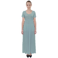 Shamrock 2-tone Green On White St Patrick’s Day Clover High Waist Short Sleeve Maxi Dress by PodArtist