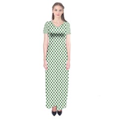 Shamrock 2-tone Green On White St Patrick’s Day Clover Short Sleeve Maxi Dress by PodArtist