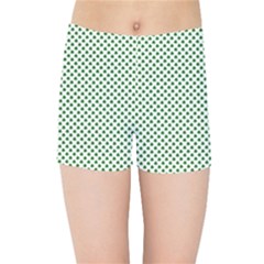 Shamrock 2-tone Green On White St Patrick’s Day Clover Kids Sports Shorts by PodArtist