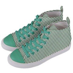 Shamrock 2-tone Green On White St Patrick’s Day Clover Women s Mid-top Canvas Sneakers