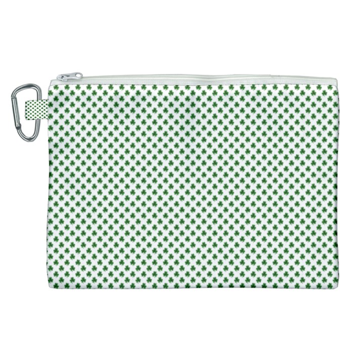 Shamrock 2-Tone Green on White St.Patrick’s Day Clover Canvas Cosmetic Bag (XL)