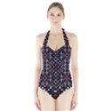 Futuristic Geometric Pattern Halter Swimsuit View1